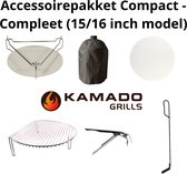Kamado Grills - Ensemble d'accessoires - Kamado 15/16 pouces - Housse de pluie, déflecteur, pierre à pizza, pince de gril, levier à cendres et extenseur de gril