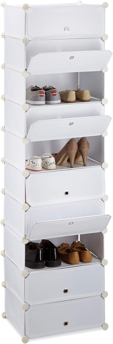 Schoenenrek 10 etages klikverbinding ruimtebesparend 176 x 49 x 37 cm wit