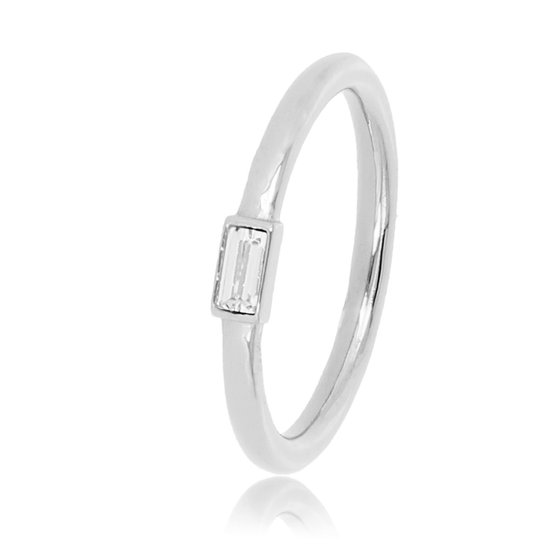 My Bendel - Ring zilverkleurig met een kleine kristal glassteen - Ring zilverkleurig met een kleine kristal glassteen - Met luxe cadeauverpakking