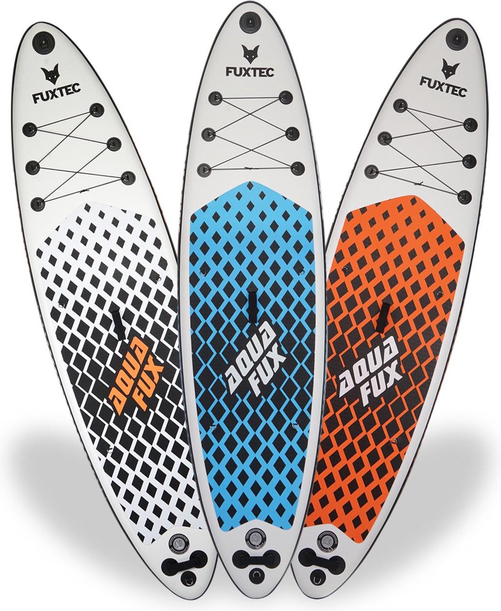 FUXLIFE by FUXTEC SUP Board FX-SUP320eco grijs | Stand Up Paddle Board opblaasbaar | 320 cm | 150 kg | Set met pomp en 3 vinnen