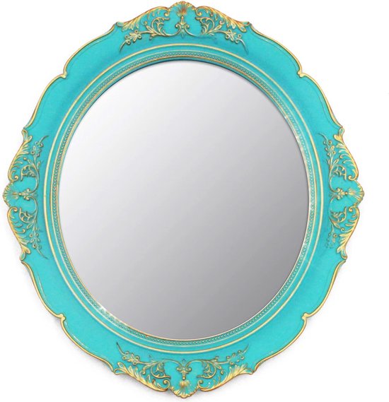 Decoratieve spiegel Vintage spiegel 14,7 "x 13,3" ovale spiegel blauw Decoratieve spiegel Vintage spiegel 14,7 "x 13,3" ovale spiegel blauw