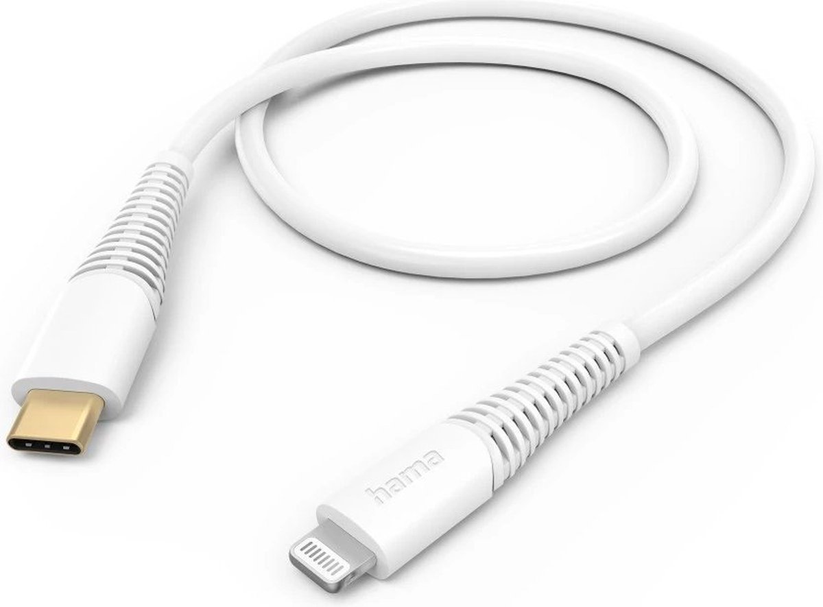 Hama USB-C naar Lightning kabel - USB-C oplaadkabel - Lightning kabel - Korte USB-C oplaadkabel - 1,5 meter - Geschikt voor Smartphone en Tablet - Wit
