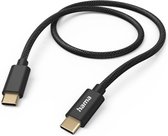 Hama Fabric USB-C naar USB-C kabel - Oplaadkabel geschikt voor Samsung / Android - Power Delivery - 3A USB2.0 - 480Mbps - 150cm - Zwart