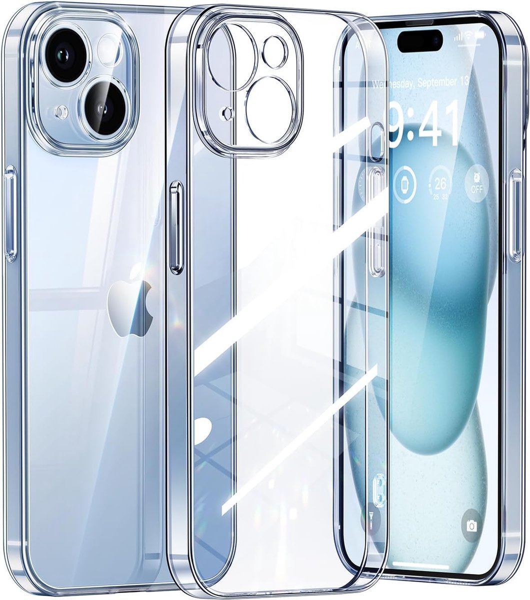 iPhone 15 Plus Hoesje Transparant - iPhone 15 Plus Schokbestendig Stevig Siliconen Beschermhoesje Doorzichtig - Met Extra Camera Bescherming