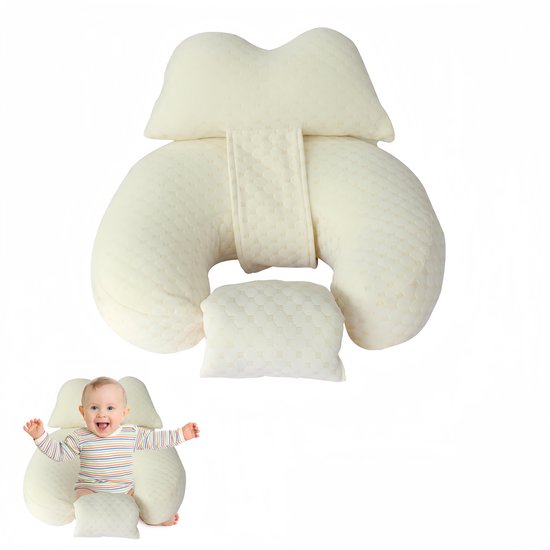 Pure Moms - NIEUW - voedingskussen Zwangerschapskussen - LUXE borstvoedingskussen – Incl. baby hoofdkussen + Veiligheids rugleuning- Uniek design - Pure Moms
