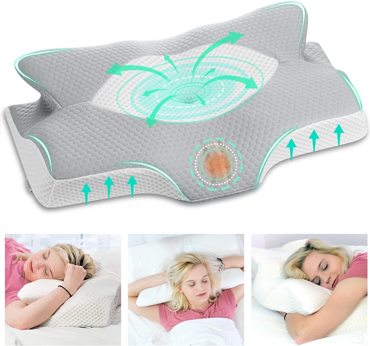 hoofdkussen van traagschuim afneembaar ergonomisch nekkussen voor nek- en schouderpijn, neksteunkussen, 70 x 42 x 14 cm & meer zacht