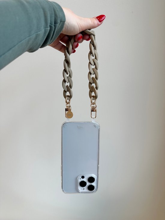 xoxo Wildhearts telefoonkoord - Vacay Bae - Kort koord - Geschikt voor iPhone - Geschikt voor Samsung - Universeel - Phone cord - Telefoonketting - Koord voor telefoon - Telefoon hanger ketting beige