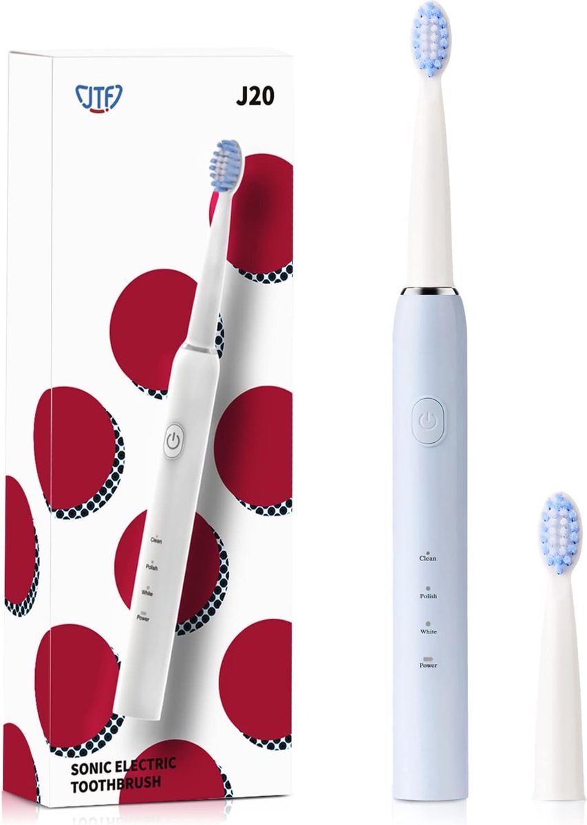 Elektrische kinder tandenborstel, ultrasone tandenborstel voor kinderen - 2 opzetborstels en timer, waterdicht, Blauw.