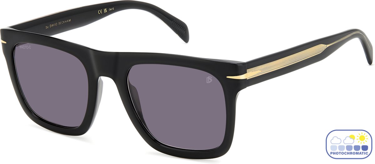 David Beckham Db 7000/S Flat Rechthoekig Acetaat Heren Zonnebril meekleurende glazen