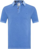 R2 Amsterdam - Polo Solid Blauw - Modern-fit - Heren Poloshirt Maat S