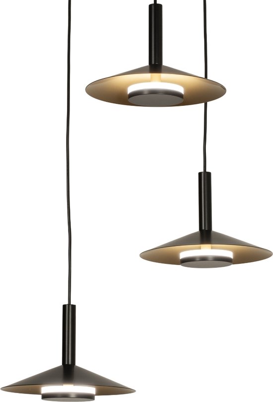 Lumidora Hanglamp 74901 - SOFIANA - 3 Lichts - Ingebouwd LED - 27.0 Watt - 1800 Lumen - 3000 Kelvin - Zwart - Goud - Metaal