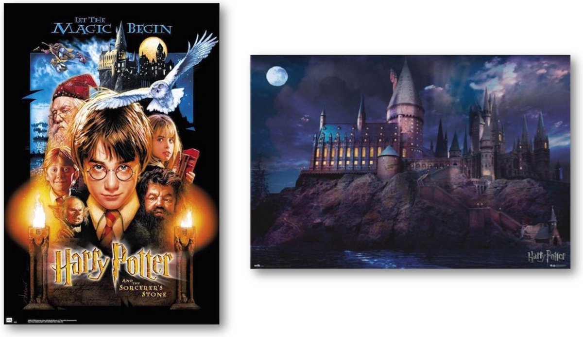 Posterpoint Harry Potter poster set - Set van twee posters - Harry Potter and the Sorcerer's Stone - Zweinstein kasteel - 61 x 91.5 cm Multicolor