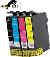 FoxProducts® T0711, T0712, T0713, T0714, T0715, 4 cartridges geschikt voor Epson, Stylus D120, S20, S21, SX100, SX105, SX110, SX115, SX200, SX205, SX210, SX215, SX218, SX400, SX405, SX410, SX415, SX510W, SX600FW, SX610, 0711, 0712, 0713, 0714, 0715