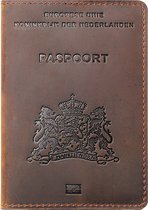 YONO Etui Passeport Nederland -Bas Cuir - Sac Housse Support - Marron