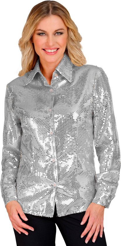 Paillettenshirt Dames Zilver | XXL