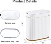 Automatische Badkamerbak met deksel – 8L sensorprullenbak - Slanke Plastic Prullenbak - Waterdichte automatische bak voor slaapkamer - Badkamer - Keuken - Kantoor
