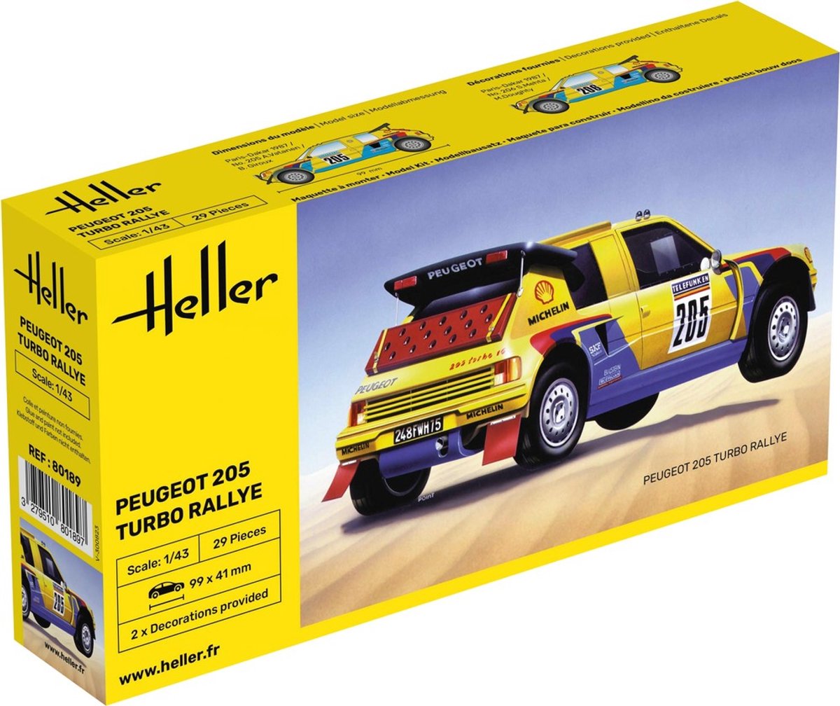 Heller Modelbouwpakket Militaire voertuigen - 80189 Peugot 205 Turbo Rally Auto Plastic - 1:43 - Modelbouw