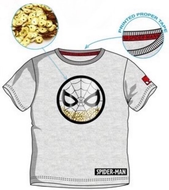 Marvel Spiderman Shirt - Grijs - Maat 122/128