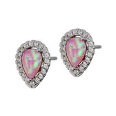 Opaal- opaal oorbellen dames - roze opaal -oorstekers dames zilver - oorbellen dames - oorbellen zilver - Zilver 925 - Amona Jewelry