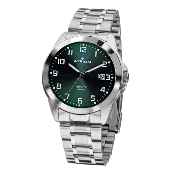 Montre ATRIUM - Homme - Bracelet acier - Cadran vert - Date - Acier inoxydable - 10 bar - British Racing Green - A16-36