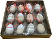 Houten paashangers - ei - 3D eieren - 3 cm - Pasen - paasdecoratie - Paasboom - 12 stuks