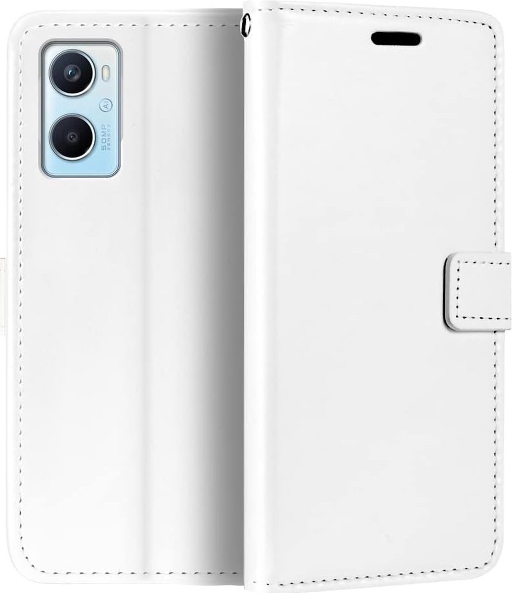 Portemonnee Book Case Hoesje Geschikt voor: Oppo A96 - Wit