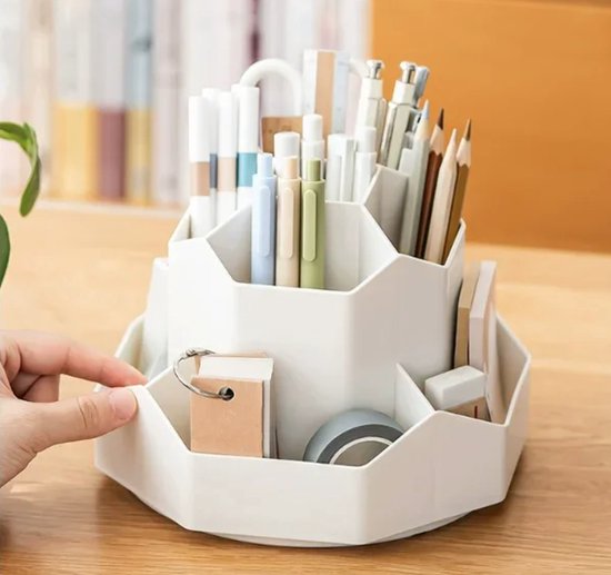 Draaiende Bureau Organizer – Lichtgrijs - Pennenhouder - Bol