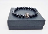 Handgemaakte Natuursteen Armbanden "Obsidian" 8 mm - Met vorm Leeuw - Een bijzonder cadeau voor vrienden en familie