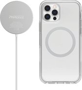 Draadloze Oplader + Hoesje - Geschikt voor iPhone 12 Pro Max Oplader - Siliconen Hoesje met Magneet - Magnetisch Wireless Charger