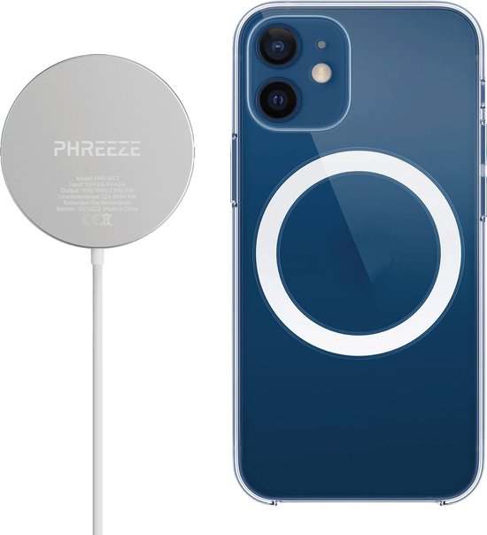 Foto: Draadloze oplader hoesje geschikt voor iphone 11 pro oplader siliconen hoesje met magneet magnetisch wireless charger