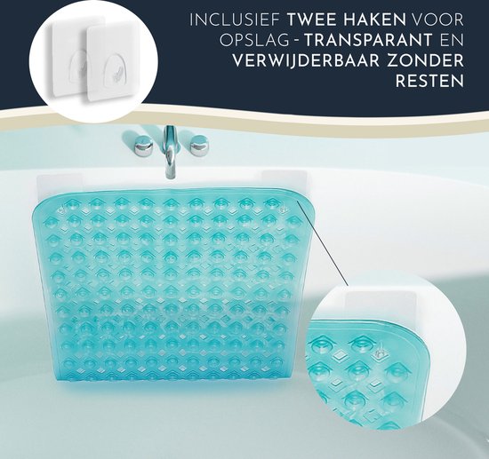 Delluxia badmat antislip voor kinderen en volwassenen I douchemat incl. ophangsysteem I antislip badmat badgrootte XXL I antislip badmat kleur groen I badkuipeinlage kinderen