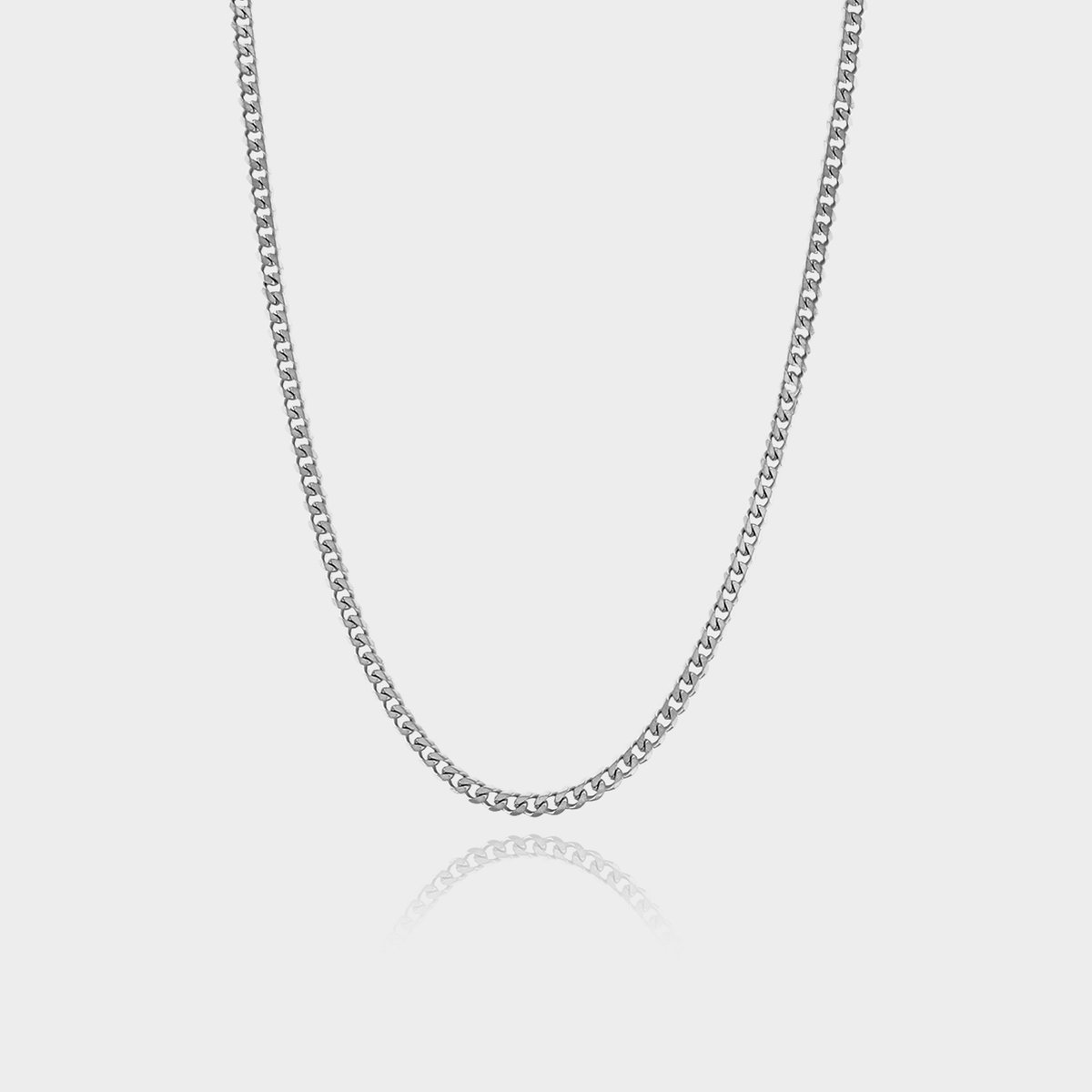 Cuban Ketting 3 mm - Zilveren Schakelketting - 50 cm lang - Ketting Heren - Olympus Jewelry