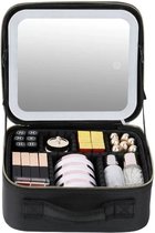 Make Up Koffer - Beautycase - Met Verlichte LED Spiegel - Touchscreen - 23 x 26 x 15 cm - Opbergtas Make-Up - Reistas - Zwart
