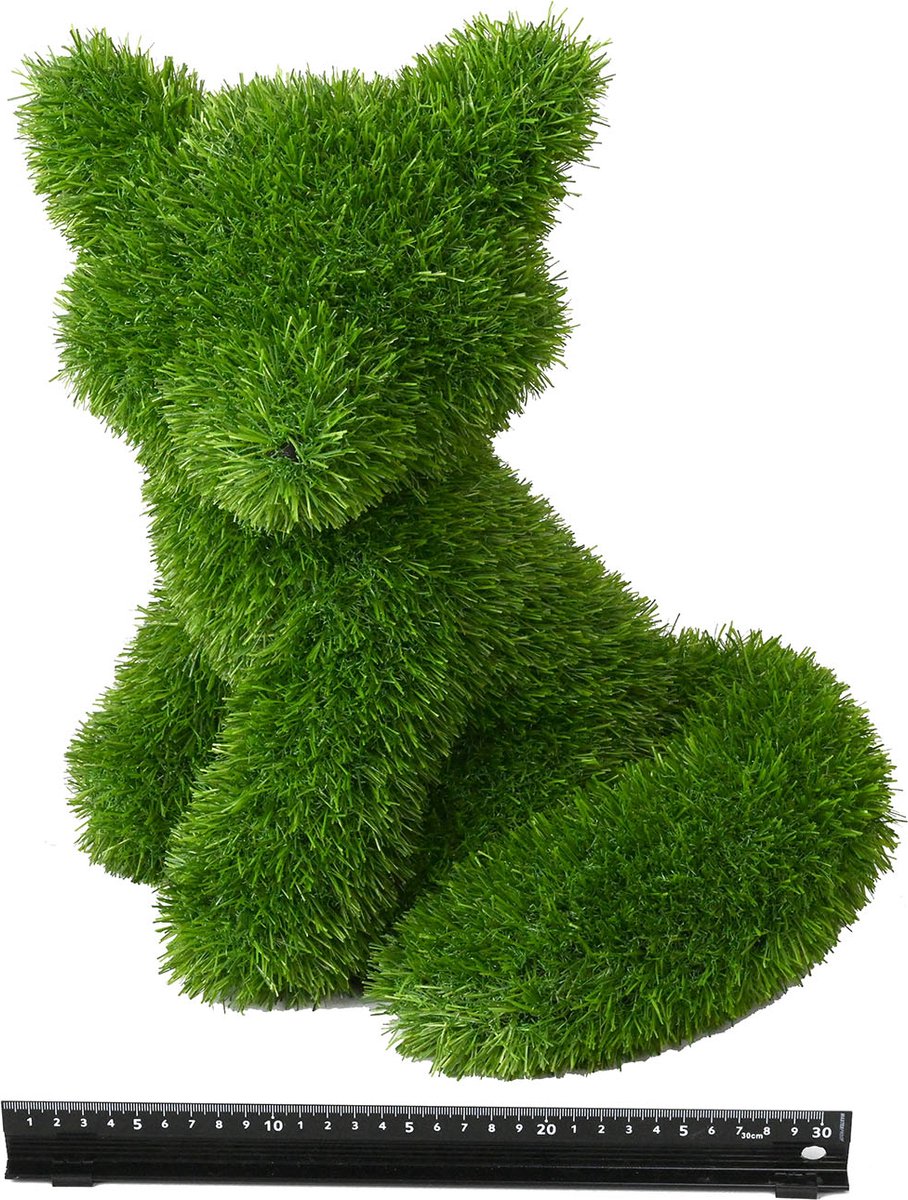 Grasdier- Zittende vos 35 cm-grasfiguur-tuinknuffel-grasdieren-kunstgras-grasfiguur tuindecoratie-