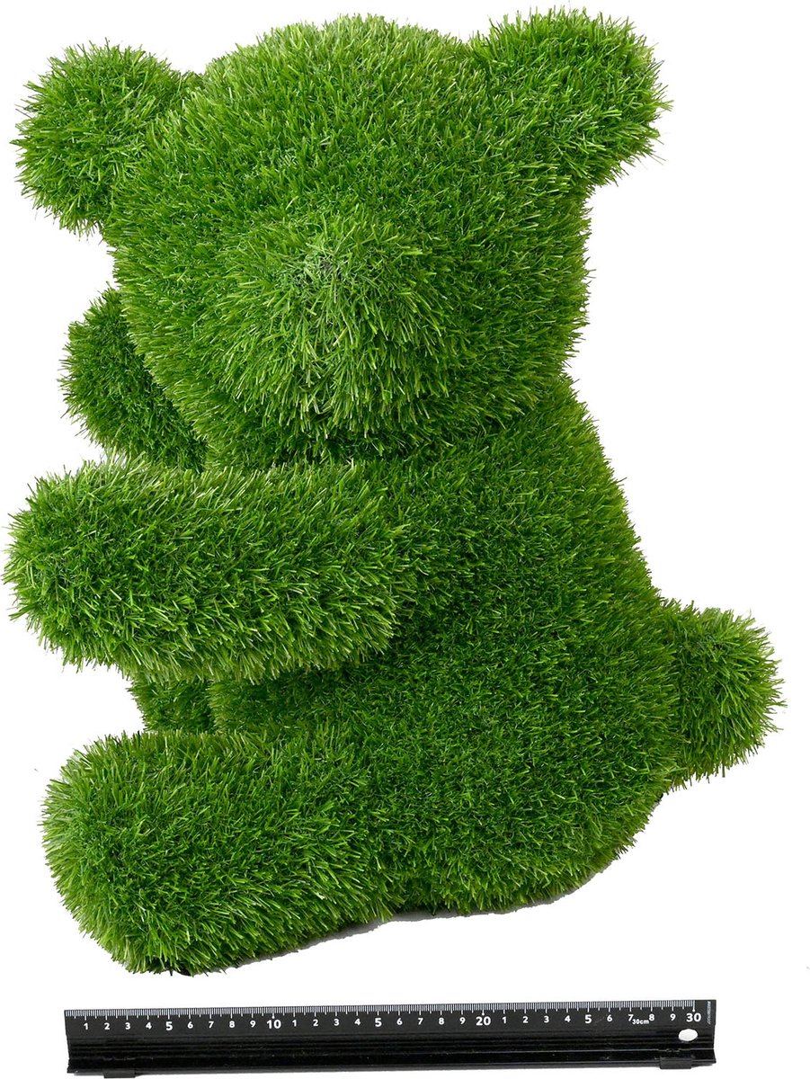 Grasdier -Zittend beren hoofd zijwaarts 50 cm-grasfiguur-tuinknuffel-grasdieren-kunstgras-grasfiguur tuindecoratie-
