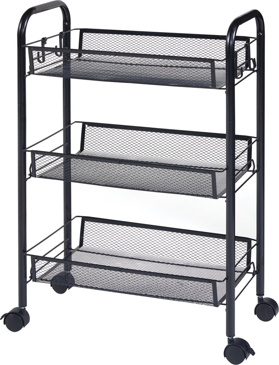 Keukentrolley Tromsø met 3 manden 63x44x26 cm zwart