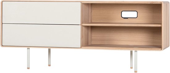 Gazzda Fina sideboard houten dressoir linoleum mushroom whitewash - 150 x 45 cm