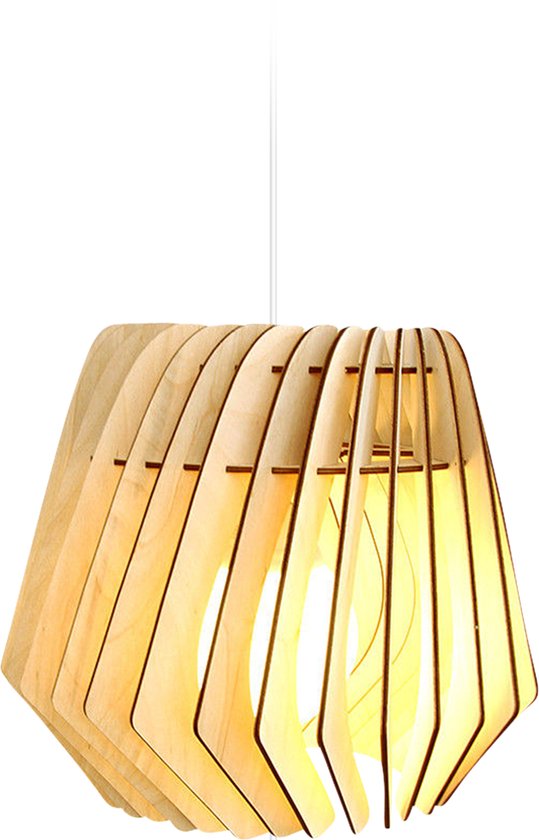 Bomerango Spin M houten hanglamp medium - met koordset wit - Ø 37 cm