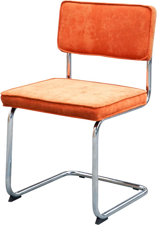 Chaise de salle à manger côtelée Lisomme Anne - Orange