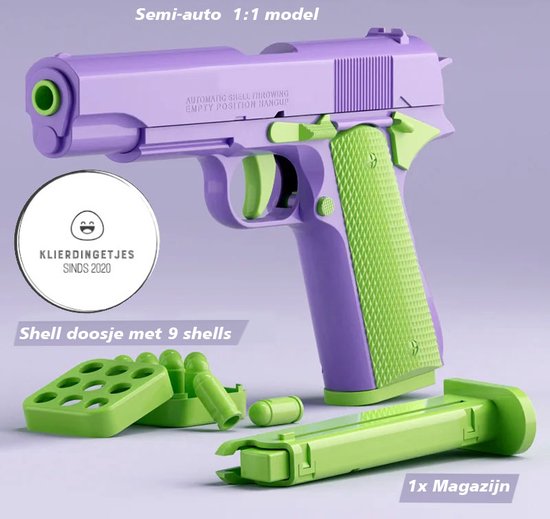 Model M1911 Fidget Speelgoed Pistool - 1:1 - Shell Ejection Mechanism - Semi Automatisch - Magazijn geladen incl. 9 shells