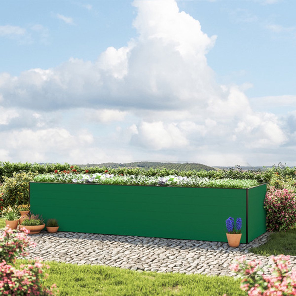 351 x 150 x 77 cm Moestuinbak Kingsize Daniela, Groen