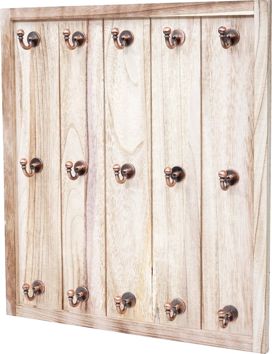 Bekerhouder Marano, hangende plank bekerplank wandplank, shabby-look vintage 50x45x5cm ~ natuur