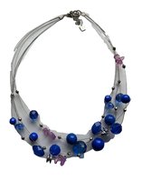 Petra's Sieradenwereld - Handgemaakte ketting laagjes blauw (012)