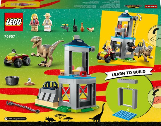 LEGO Jurassic World Jurassic Park Velociraptor ontsnapping Dinosaurus Speelgoed - 76957 - LEGO