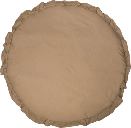 MamaLoes Soft Cotton Ruffle Nougat 90 cm Rond Boxkleed ML020243