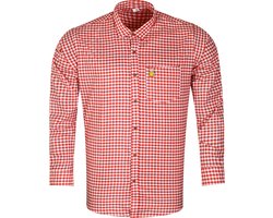 Benelux wears / Tiroler Hemd Rood/Wit - Geborduurde Bierpul Blouse - Oktoberfest Verkleedkleding - Maat L