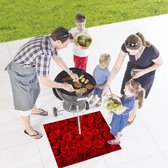 Premium BBQ vloermat (80x95cm) Design Red Roses - Bescherming vloer - Hittebestendig - Antislip - Beschermt uw buitenvloeren tegen vuil en onvermijdelijke vetvlekken -Duurzaam en Hoogwaardig!