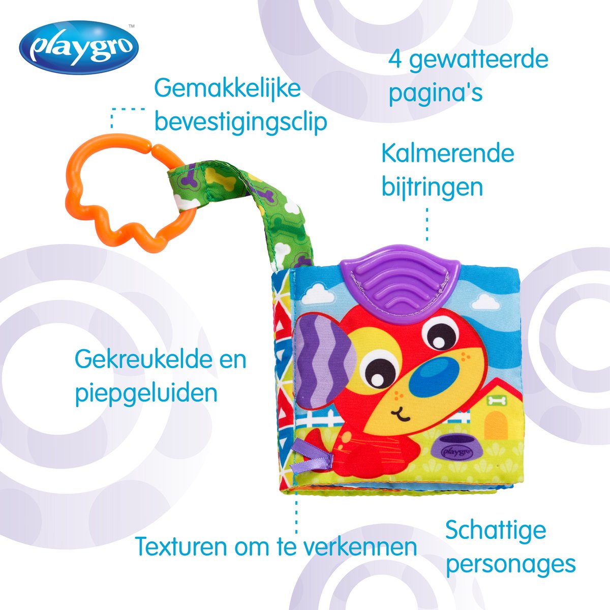 Playgro Activiteitenboekje Boederijdieren - Bijtboekje - Bijtprofiel - Pieper - Baby boek -baby boekje 0-6 maanden - Bijtring - baby boekje met geluid — afbeelding 10