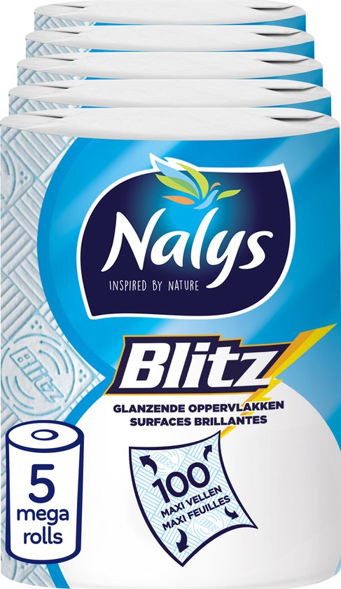 Nalys Blitz Keukenpapier - 3 Lagen - 5 Rollen - Papieren Verpakking