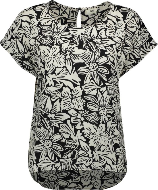 Jacqueline de Yong T-shirt Jdypiper S/s Top Wvn Dia 15234106 Black/eggnog Big Dames Maat - 36